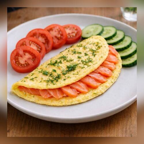 Омлет с лососем и овощами