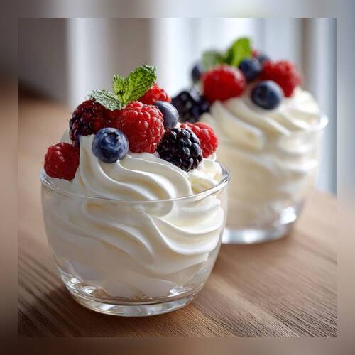 Творожный мусс с ягодами (без выпечки)